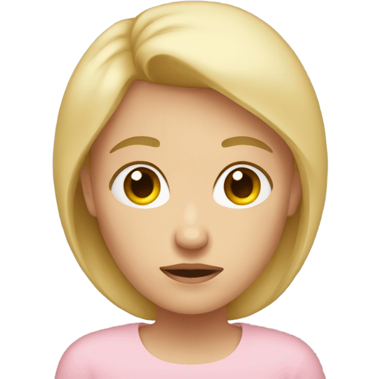 blonde woman. sad emotion. light pink shirt  emoji