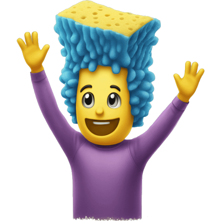 Sponge with his hands in the air celebration  emoji