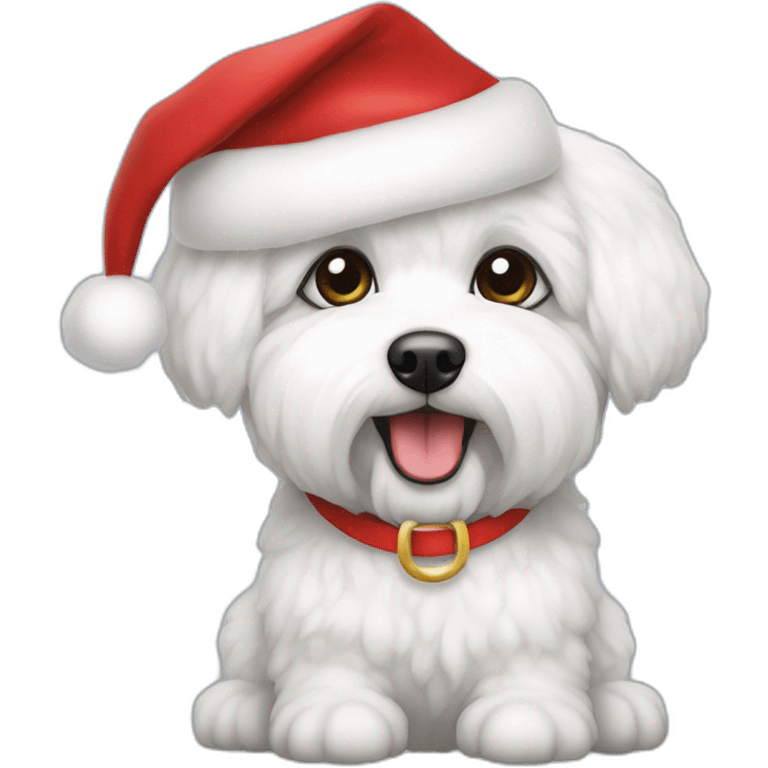 bichon dog-sitting-christmas hat emoji