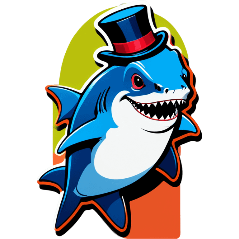 Shark with a top hat emoji