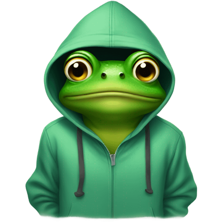 Frog wearing hoodie emoji