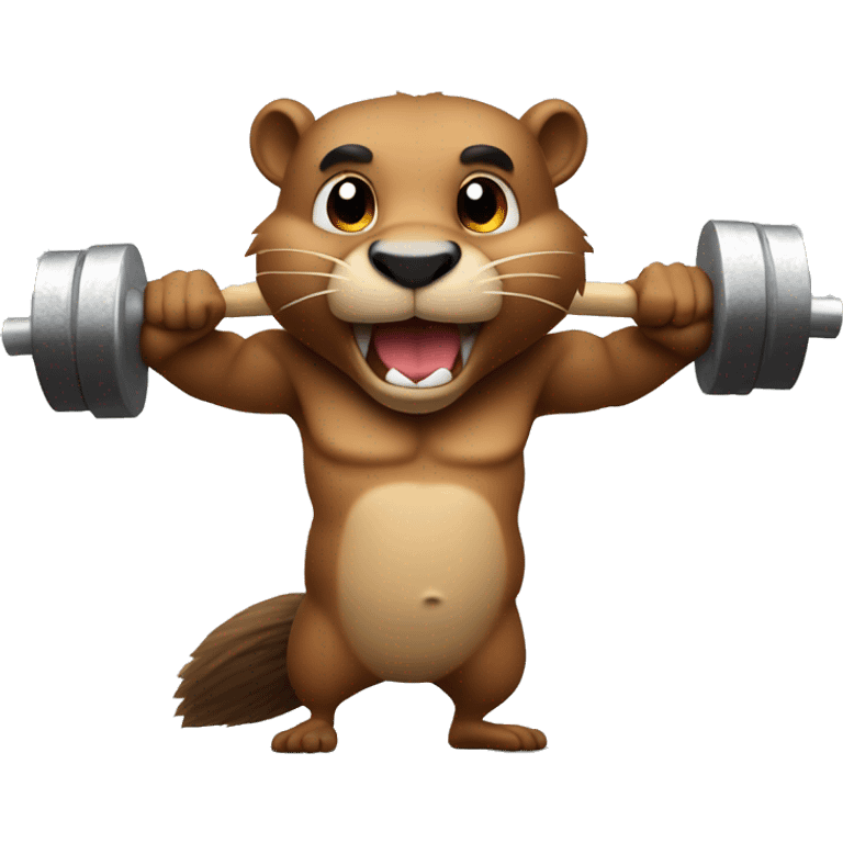 A beaver with muscles lifts the barbell emoji