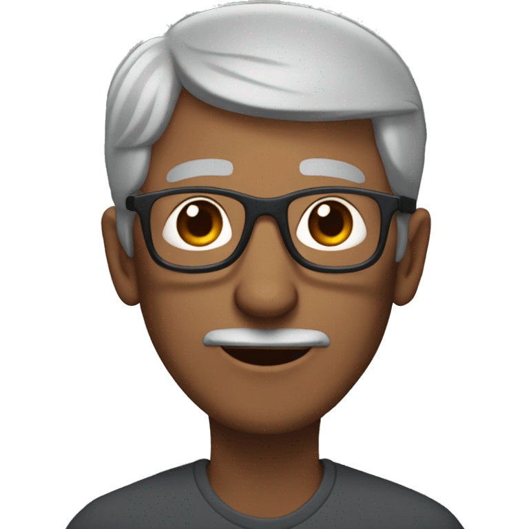 60 year old man with gray hair and bear and thin dark glasses emoji