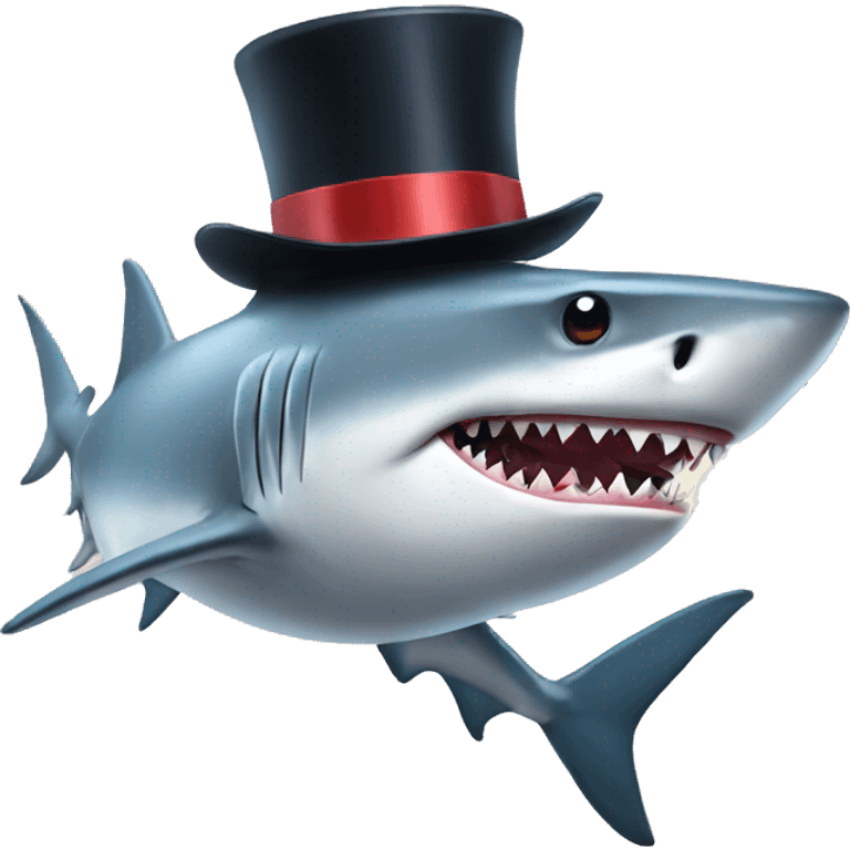 Shark with a top hat emoji