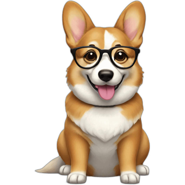 full-height sit Corgi with glasses emoji