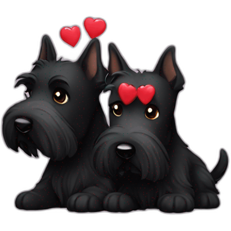 Two black Scottish terrier kissing emoji