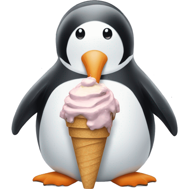 penguin having a lots of ice cream emoji