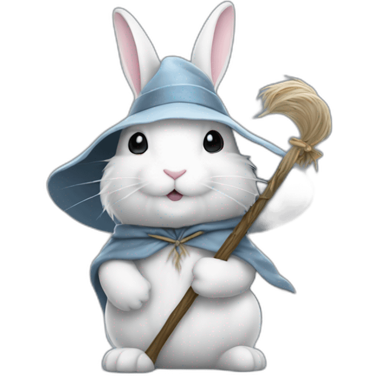 Gandalf the white bunny with staff and hat emoji