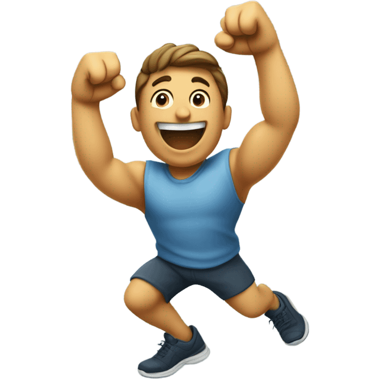 man pumping his fist in the air (moving it towards his lower body area) celebrating a victory. super enthusiastic  emoji