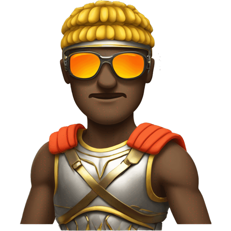 roman gladiator wearing modern neon racing sunglasses emoji