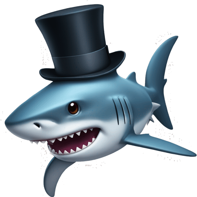 Shark with a top hat emoji