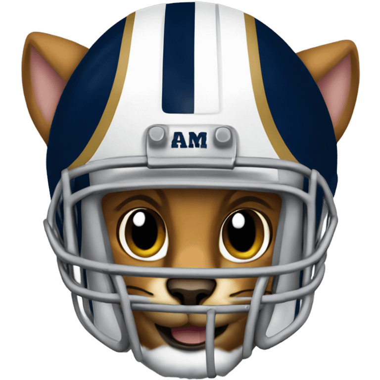 Tabby cat wearing Los Angeles rams football helmet emoji