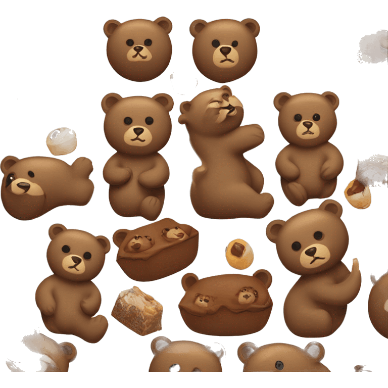 Bear and an otter with chocolate all over them emoji