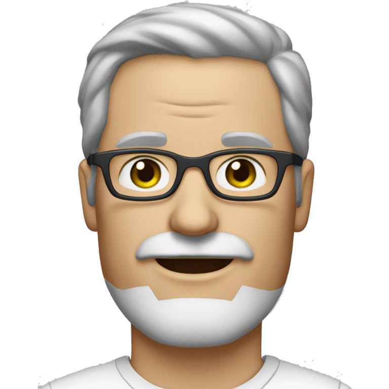 forty-year-old white man, brown-green eyes, short dark hair with graying, a mustache and beard only on the chin, fashionable glasses and an earring in the left ear emoji