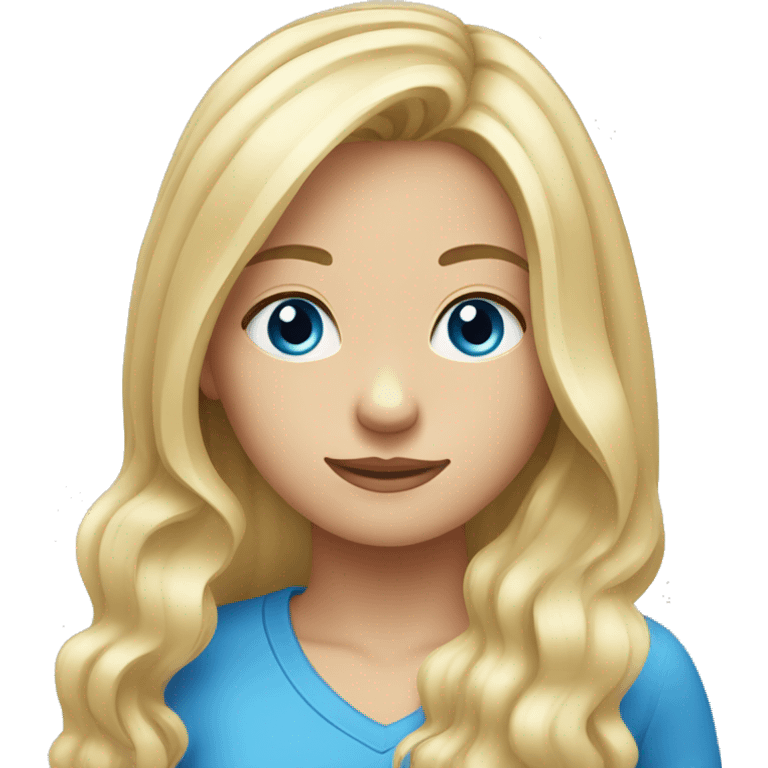 blond mid long hair and blue eyes girl emoji