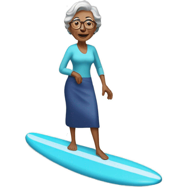 Grandma standing on surfboard emoji