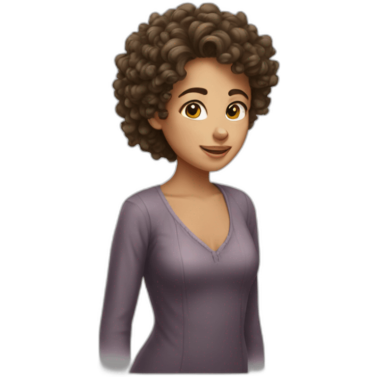 Girle with curly hair and madrid emoji