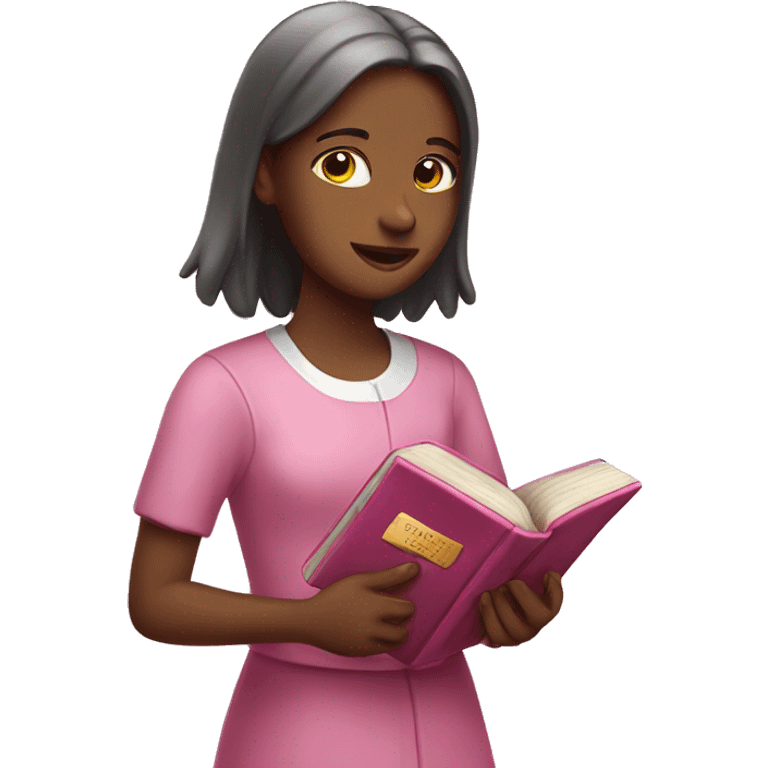 Girl with pink Bible  emoji