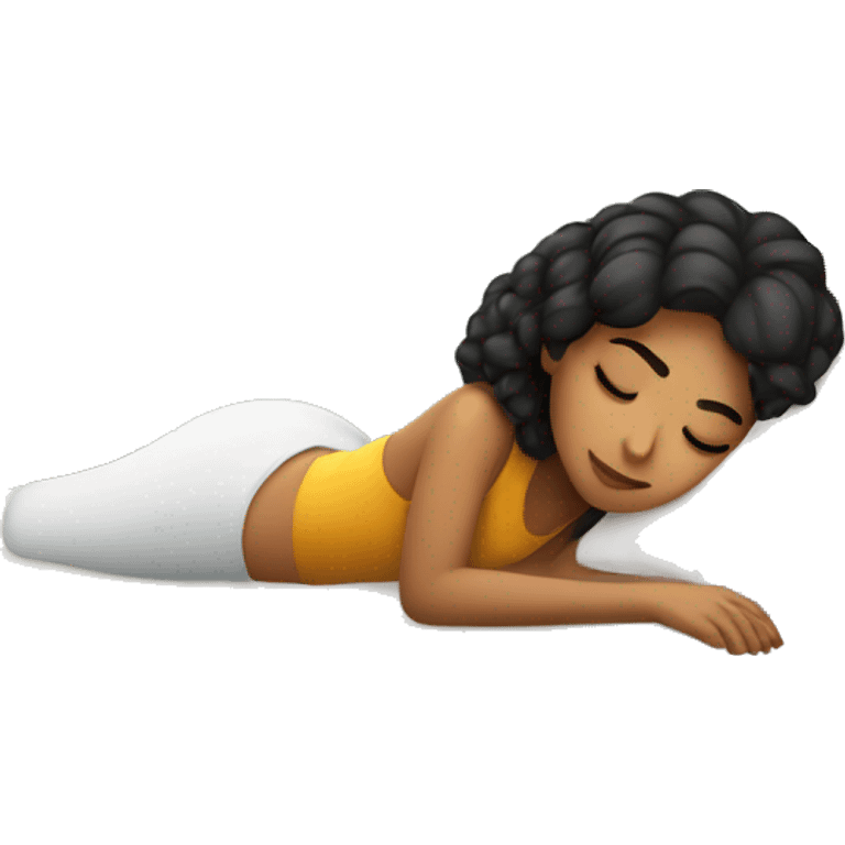 Latin girl resting on bed  emoji