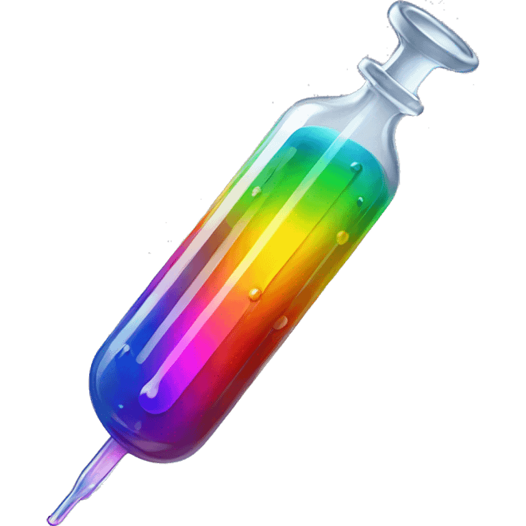 Syringe filled with rainbow liquid emoji