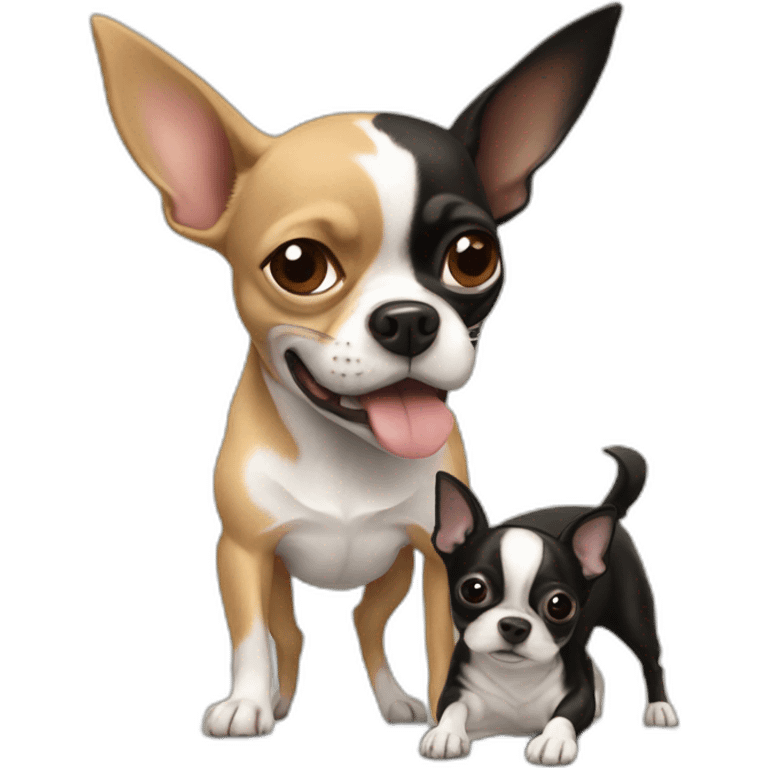 Chihuahua fighting with a Boston terrier emoji