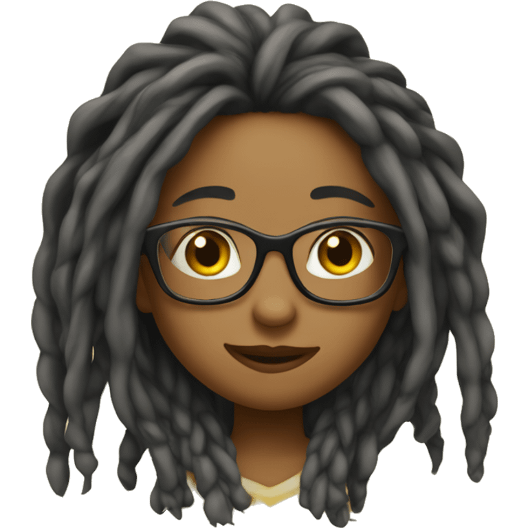 girl lol emoji with glasses and long dreadlocks emoji