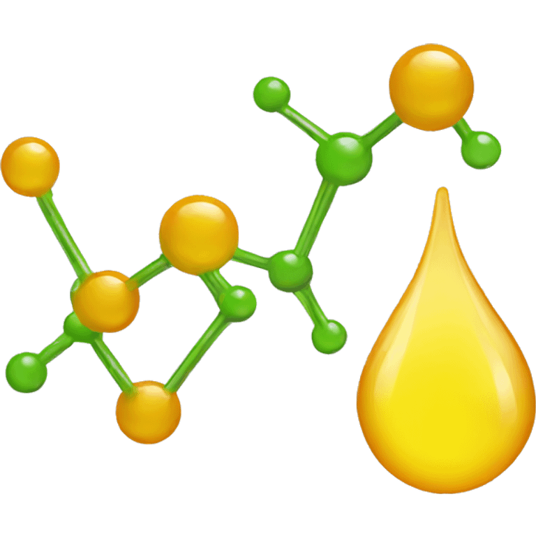 a droplet behind a molecule emoji