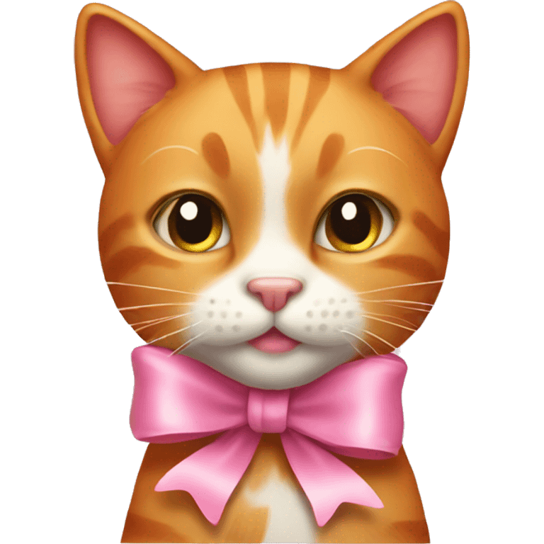 Ginger cat with pink bow  emoji