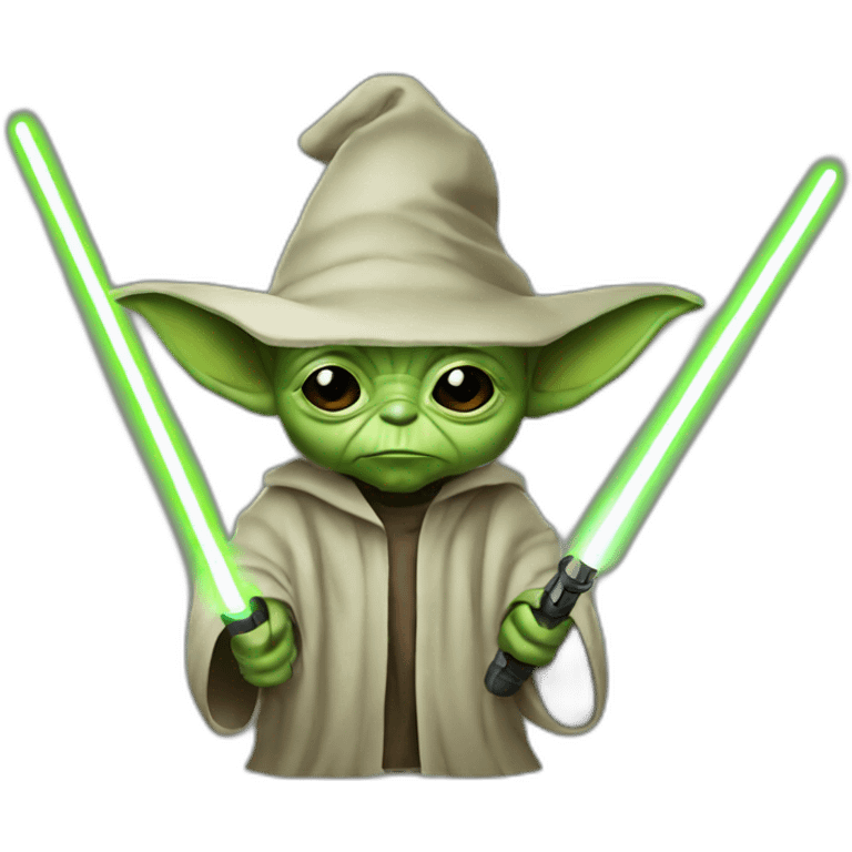 Yoda witch computer and lazer saber emoji