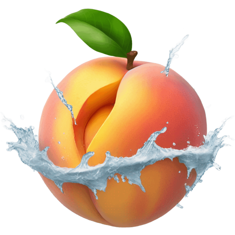 Peach with white water splash coming out of the crack emoji