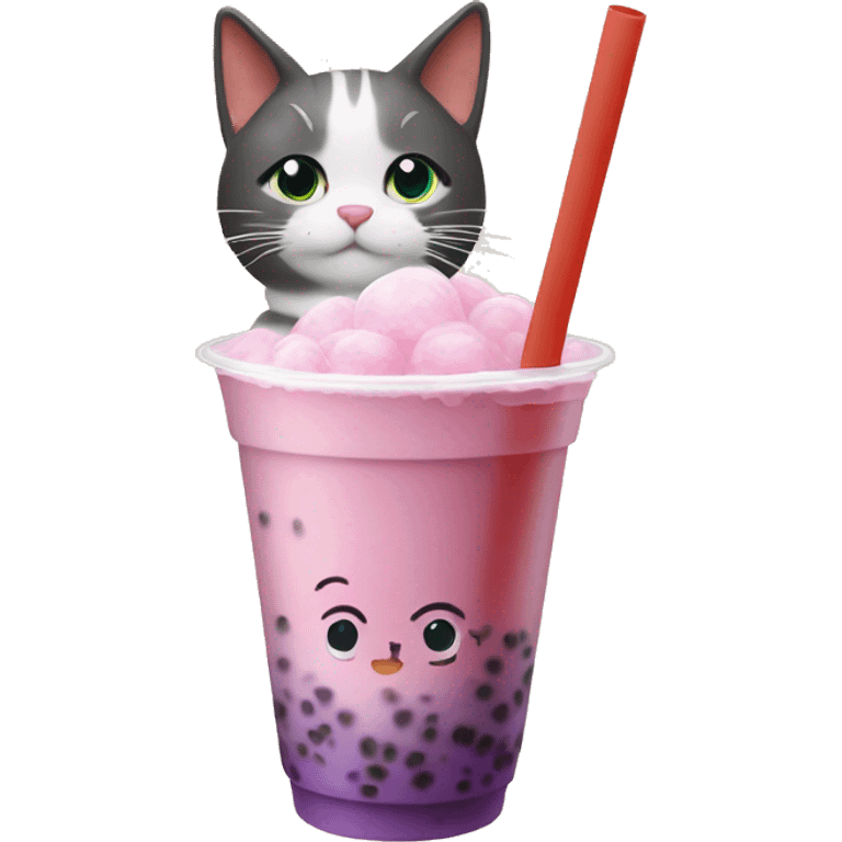 Katze mit bubble tea emoji