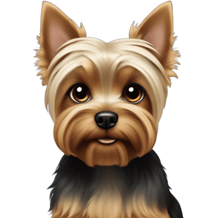 Gucci a Yorkshire terrier that is shaved sitting down ￼ emoji