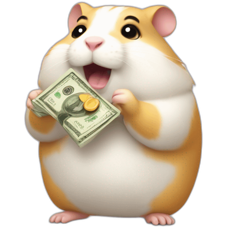 Fat hamster offering pack of money   emoji