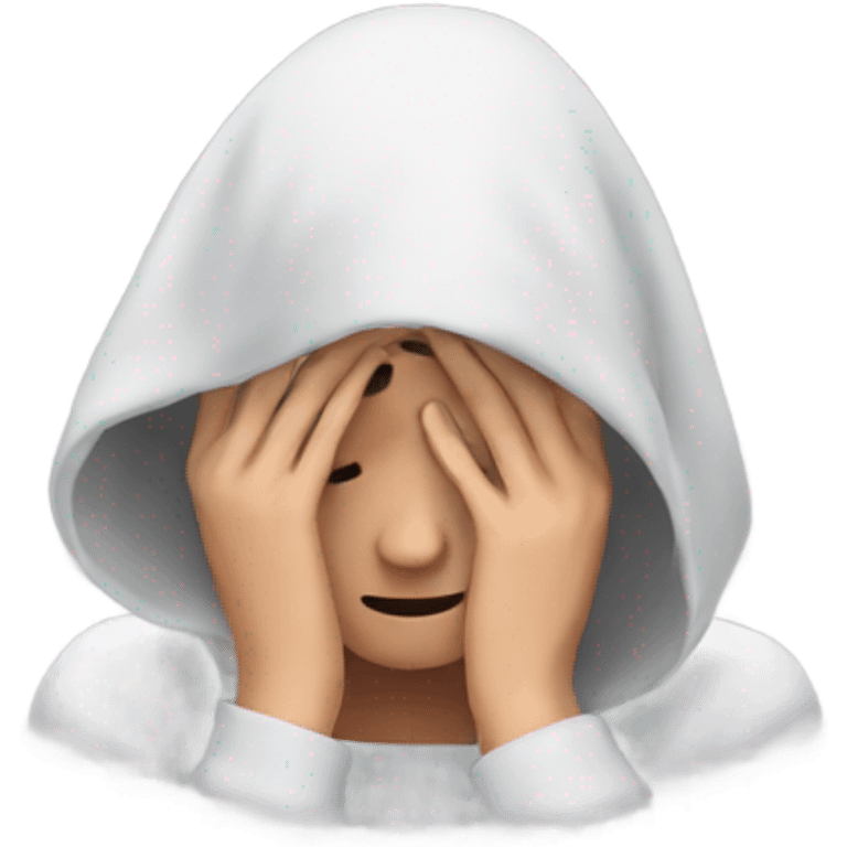 overwhelmed woman hiding her face using hands emoji