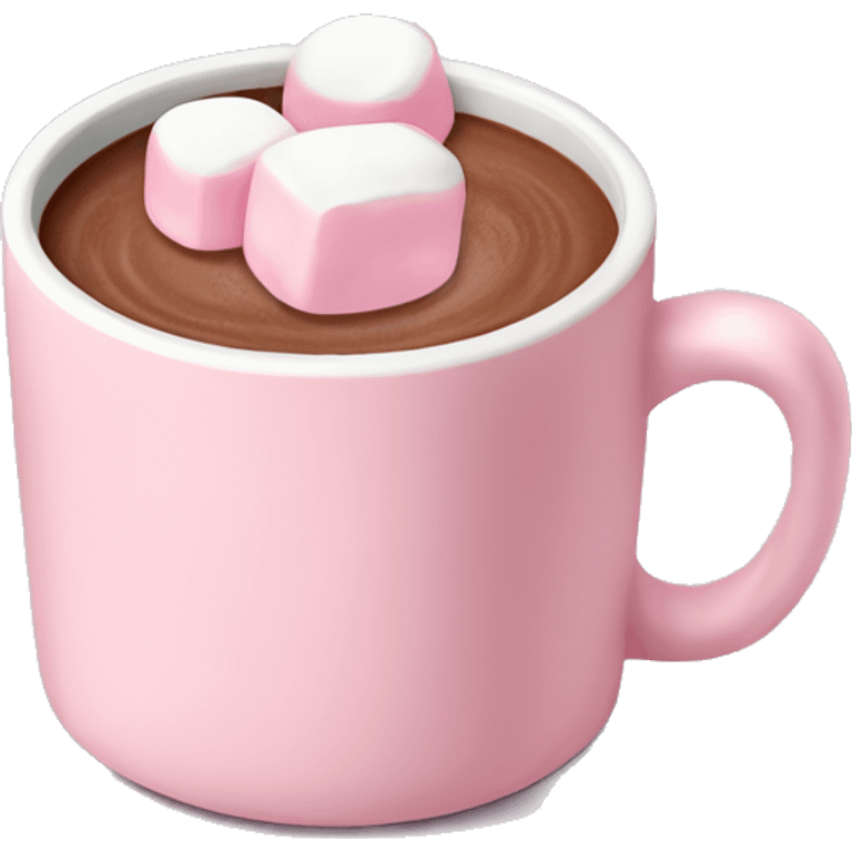 Light Pink mug of hot chocolate with marshmallows  emoji