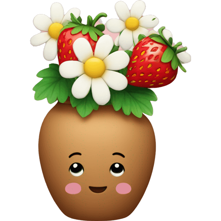 strawberry vase with flowers  emoji