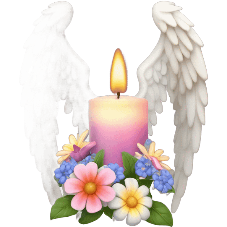 Candle, angel wings, flowers emoji