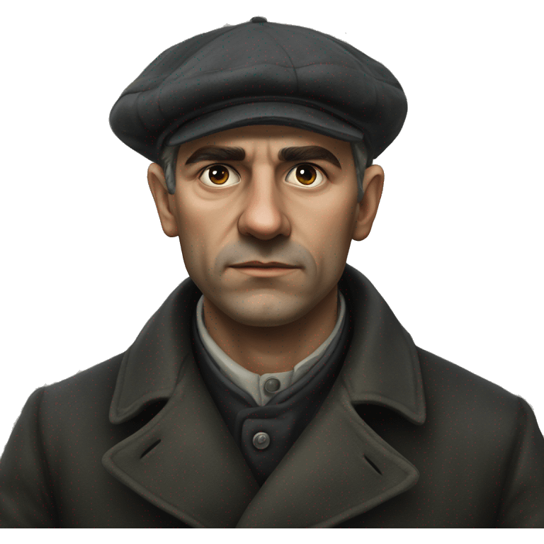 peasant in a pea coat during the 1917 revolution in russia photorealistic serious emoji