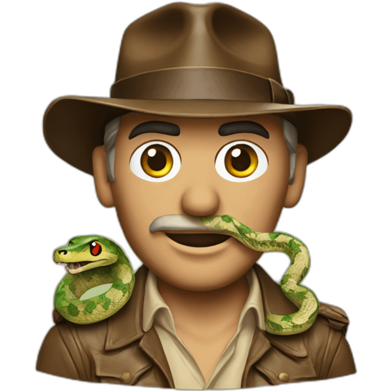 indiana jones muppet with snake skin emoji