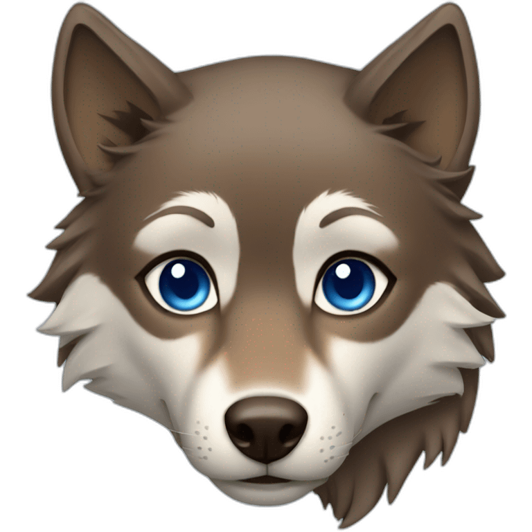 Brown female wolf blue eyes  emoji