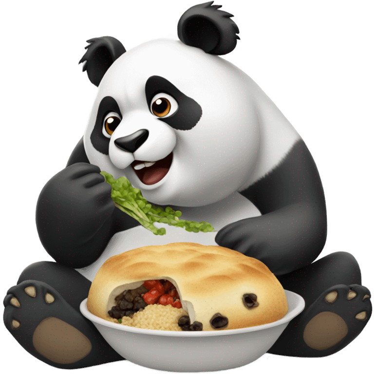 Panda stuffing their face with food emoji