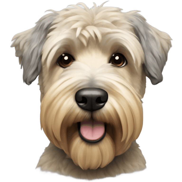 Hyper realistic soft coated Wheaton terrier with grey ears and short hair on it head emoji