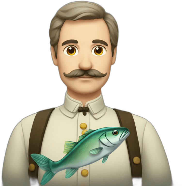 russian moustache husband with fish emoji