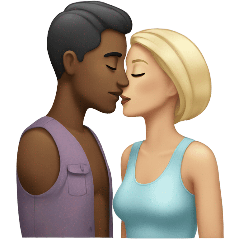 trans man and trans woman kissing emoji