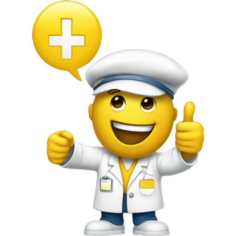 Yellow pharmacist with thumbs up for success flow.  emoji