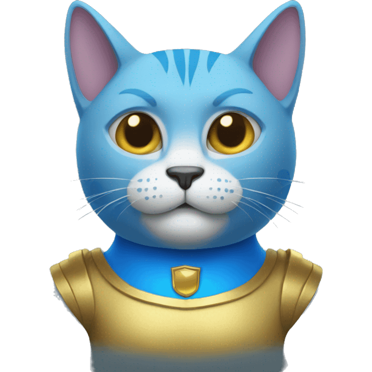  A blue cat with horns and a gold shirt emoji