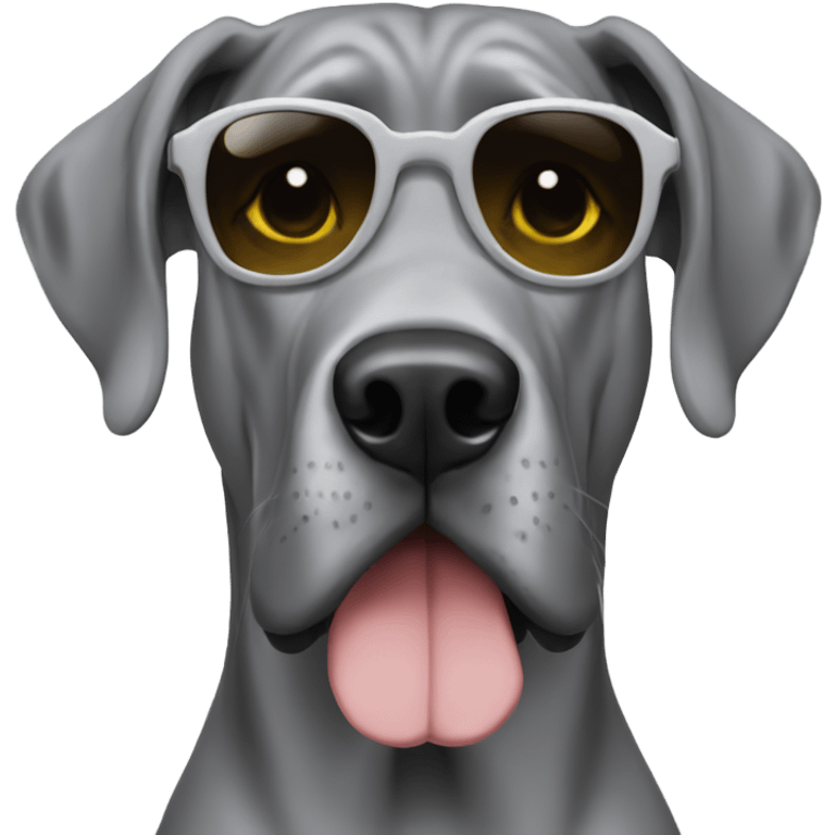 Grey great dane with sunglasses emoji