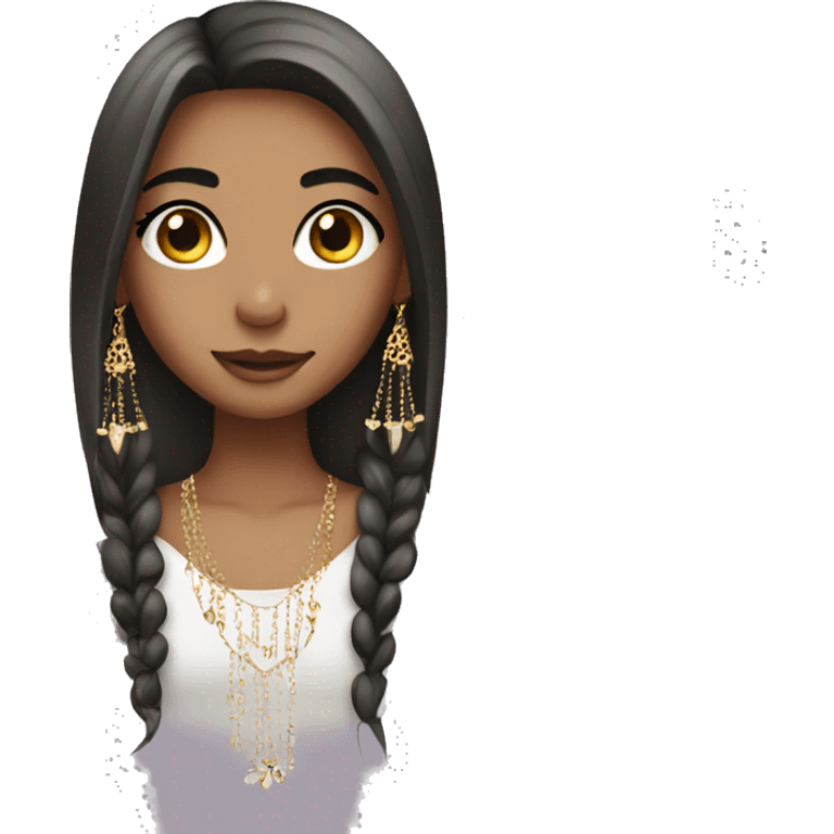 Girl with long straight hair and eyelashes with jewelry  emoji