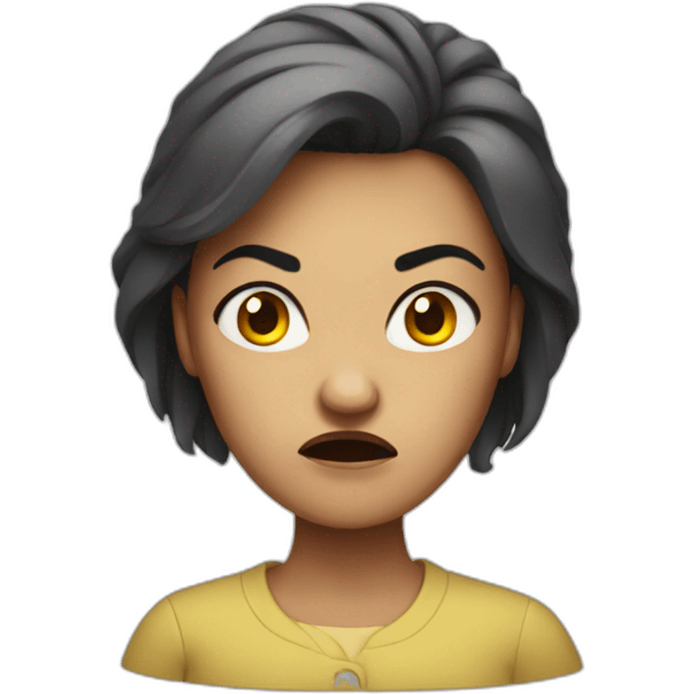 An angry woman with a raised eyebrow   emoji