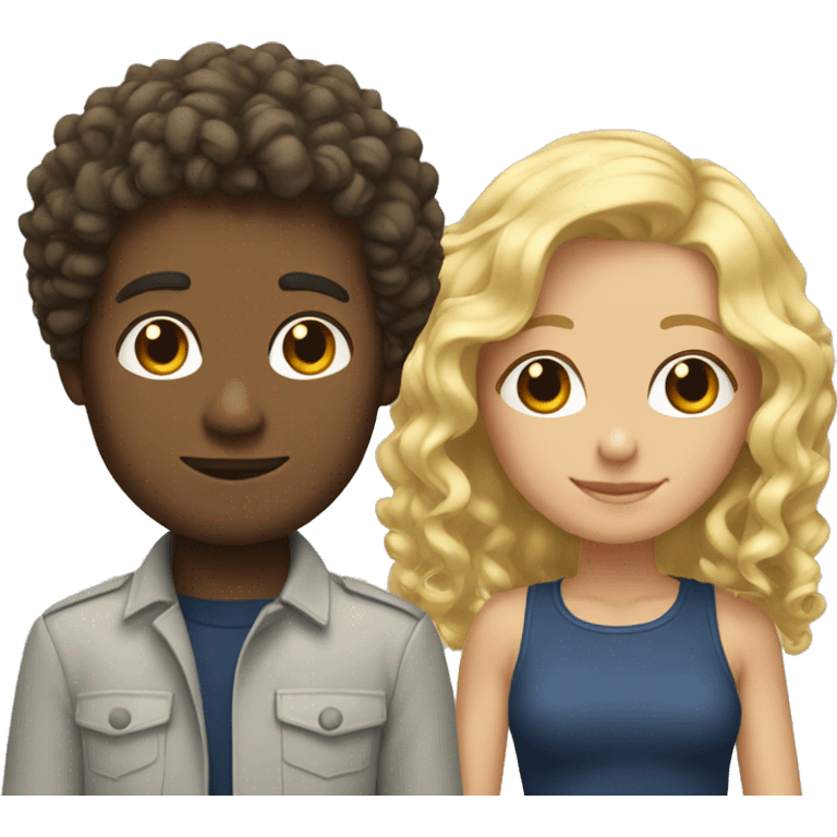 Guy with curly hair and blonde girl emoji